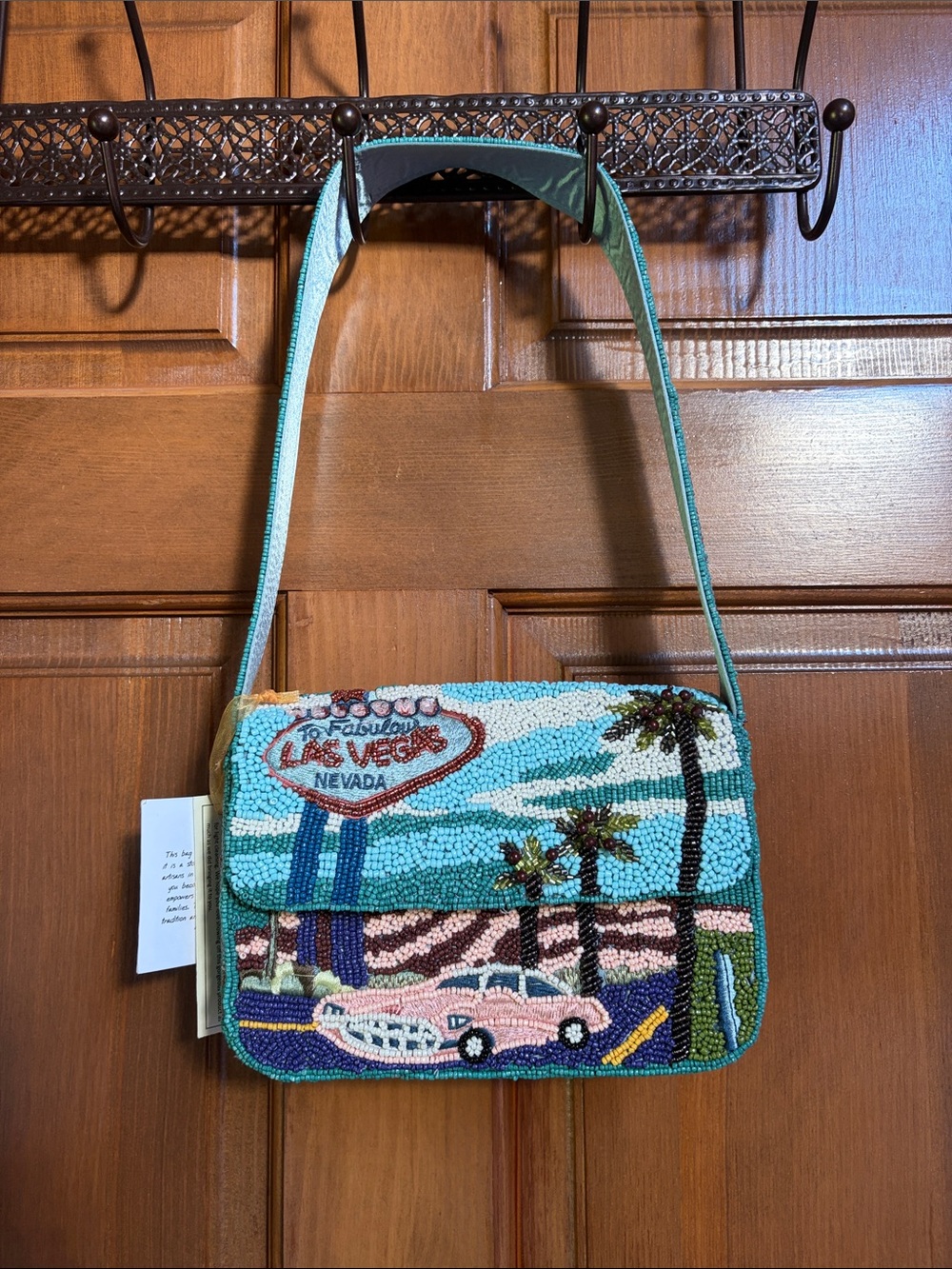 From India to You Beaded Las Vegas Scene Crossbody Bag